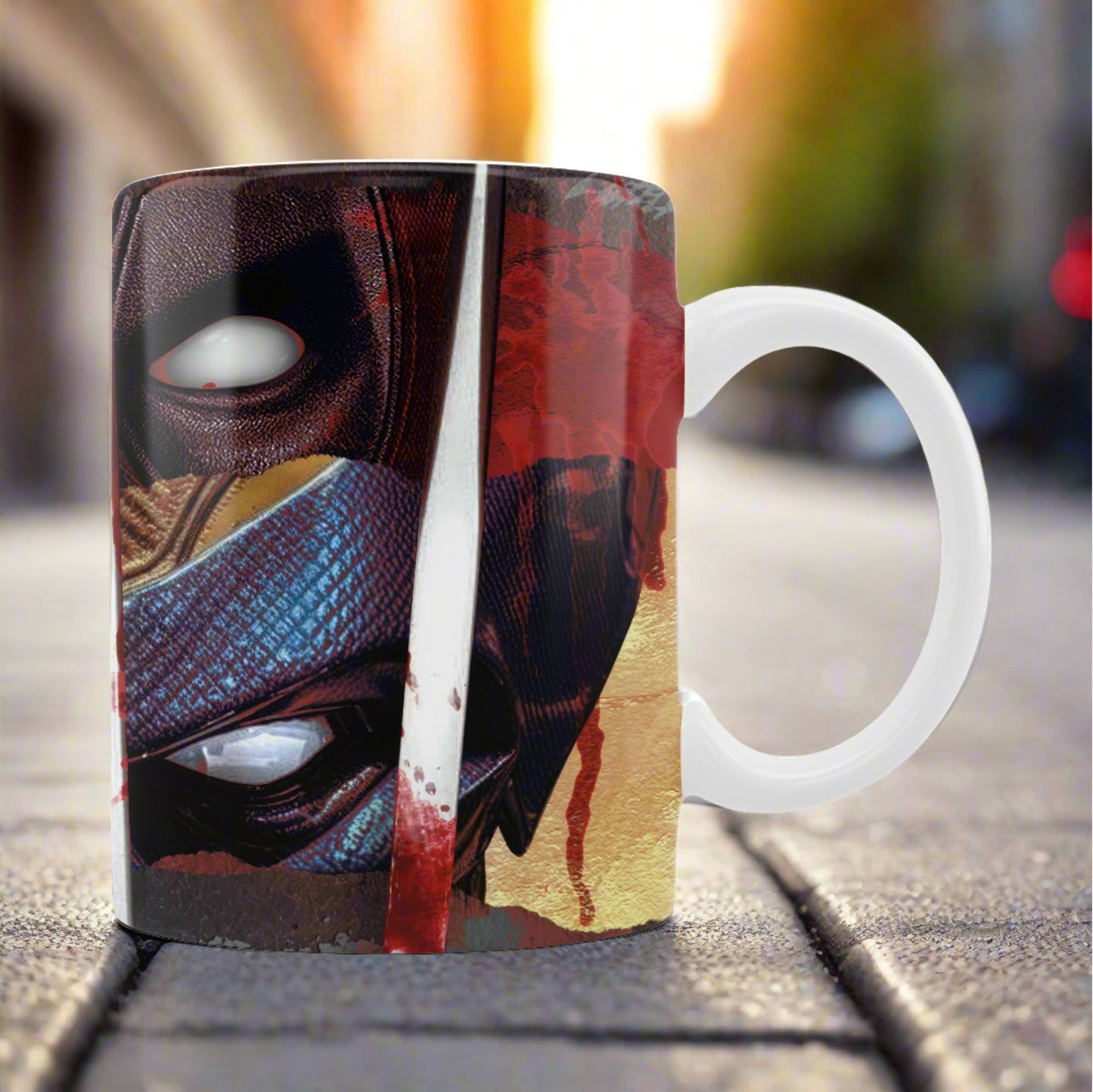 Mercs Unleashed: Deadpool vs Wolverine 2024 Limited Edition Printed Ceramic Mug + Keychain