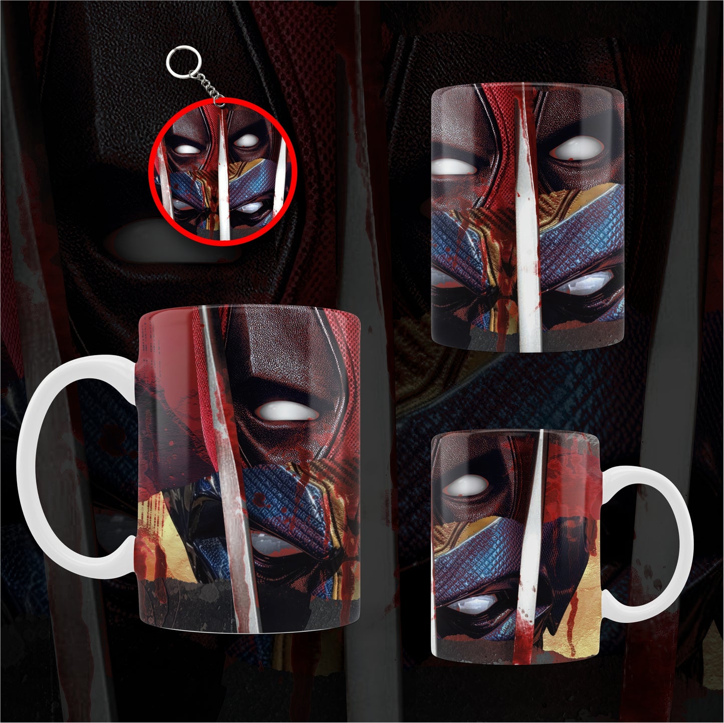 Mercs Unleashed: Deadpool vs Wolverine 2024 Limited Edition Printed Ceramic Mug + Keychain