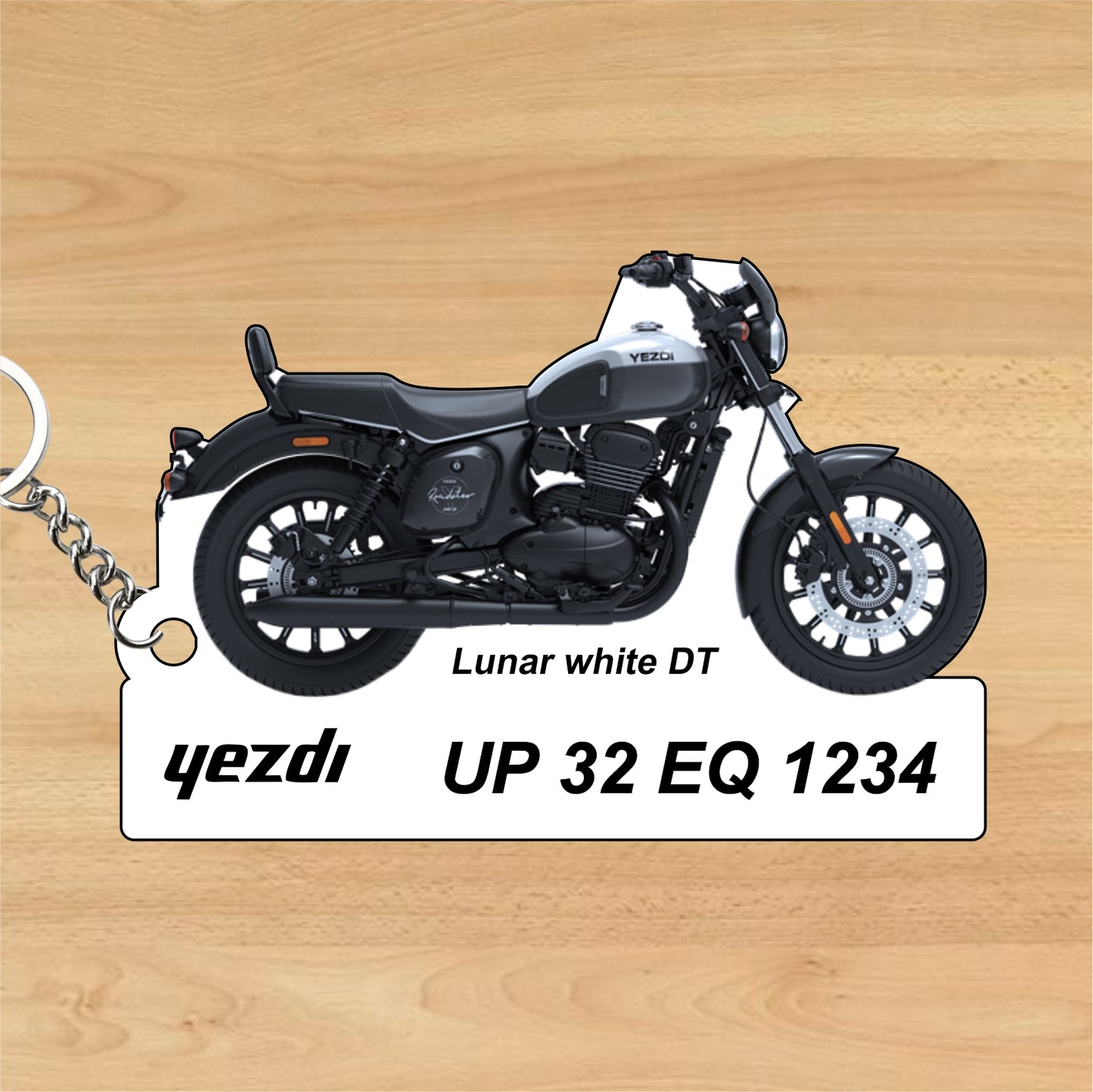Yezdi Roadster - Personalized Jawa Keychain - Wood, Acrylic, Metal Printed