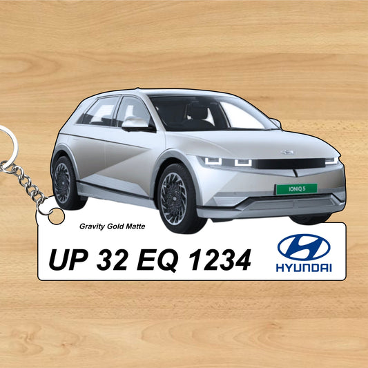 IONIQ 5 - Personalized Hyundai Car Keychain - Wood, Acrylic, Metal Printed