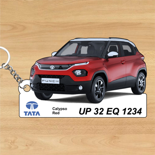 Punch - Personalized Tata Keychain - Wood, Acrylic, Metal Printed