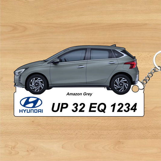 i20 - Personalized Hyundai Car Keychain - Wood, Acrylic, Metal Printed