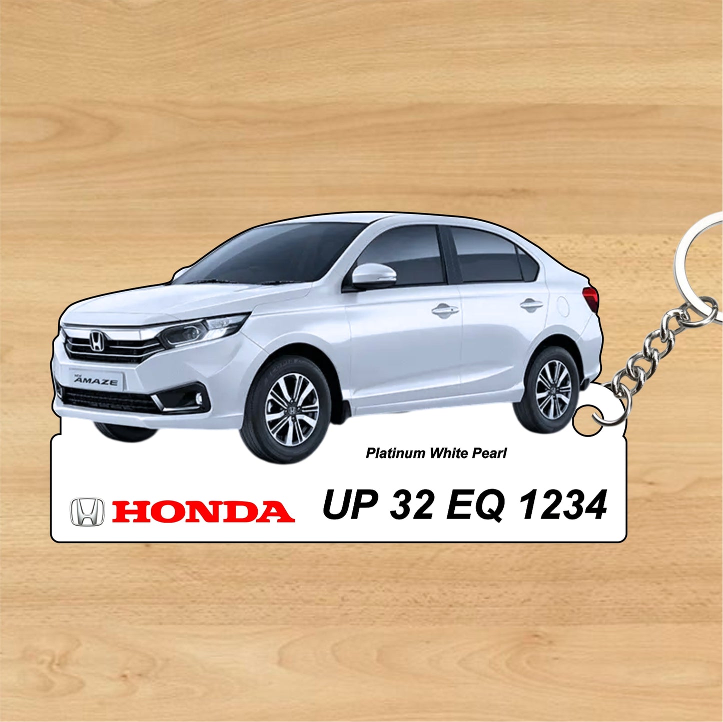 Amaze 2nd Gen - Personalized Honda Car Keychain - Wood, Acrylic, Metal Printed