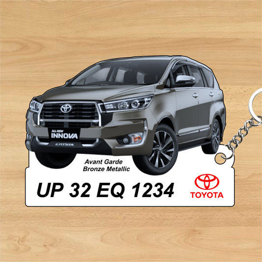 Innova Crysta - Personalized Toyota Keychain - Wood, Acrylic, Metal Printed