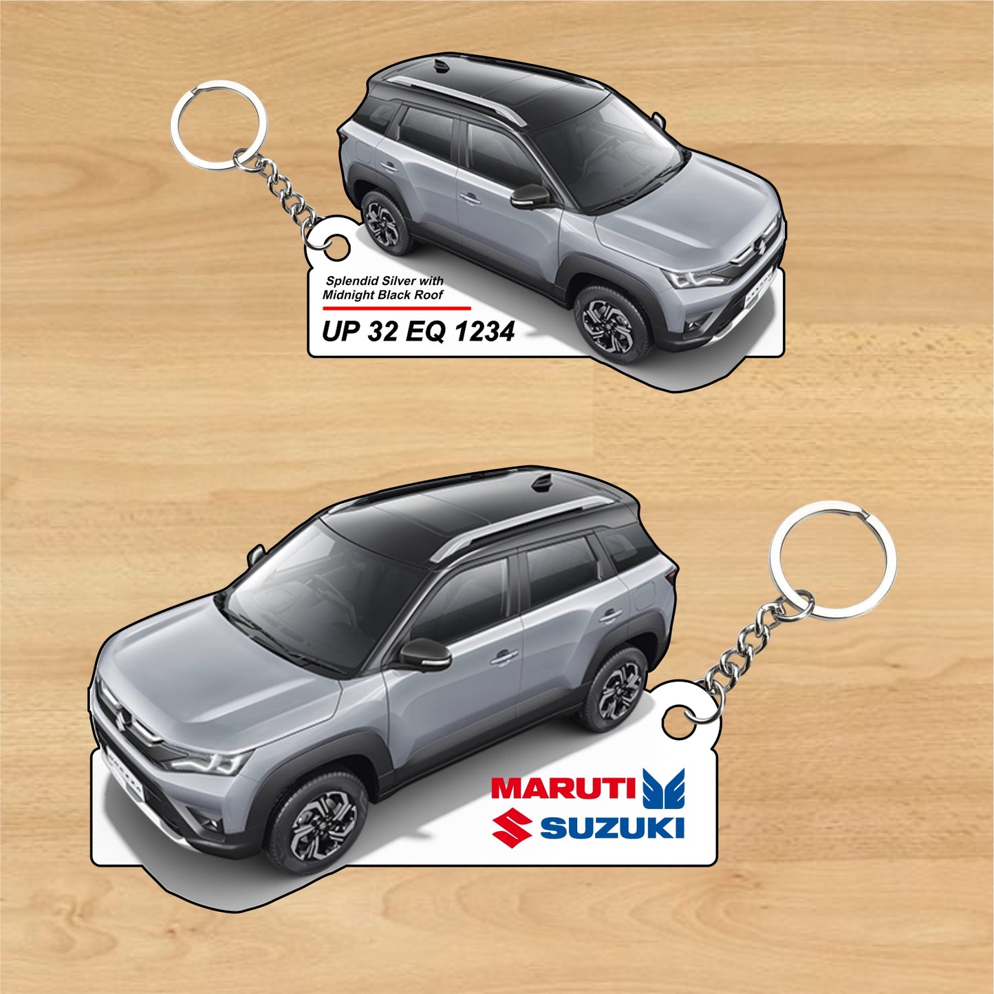 Brezza - Personalized  Maruti Suzuki Two-Sided Sublimation Keychain