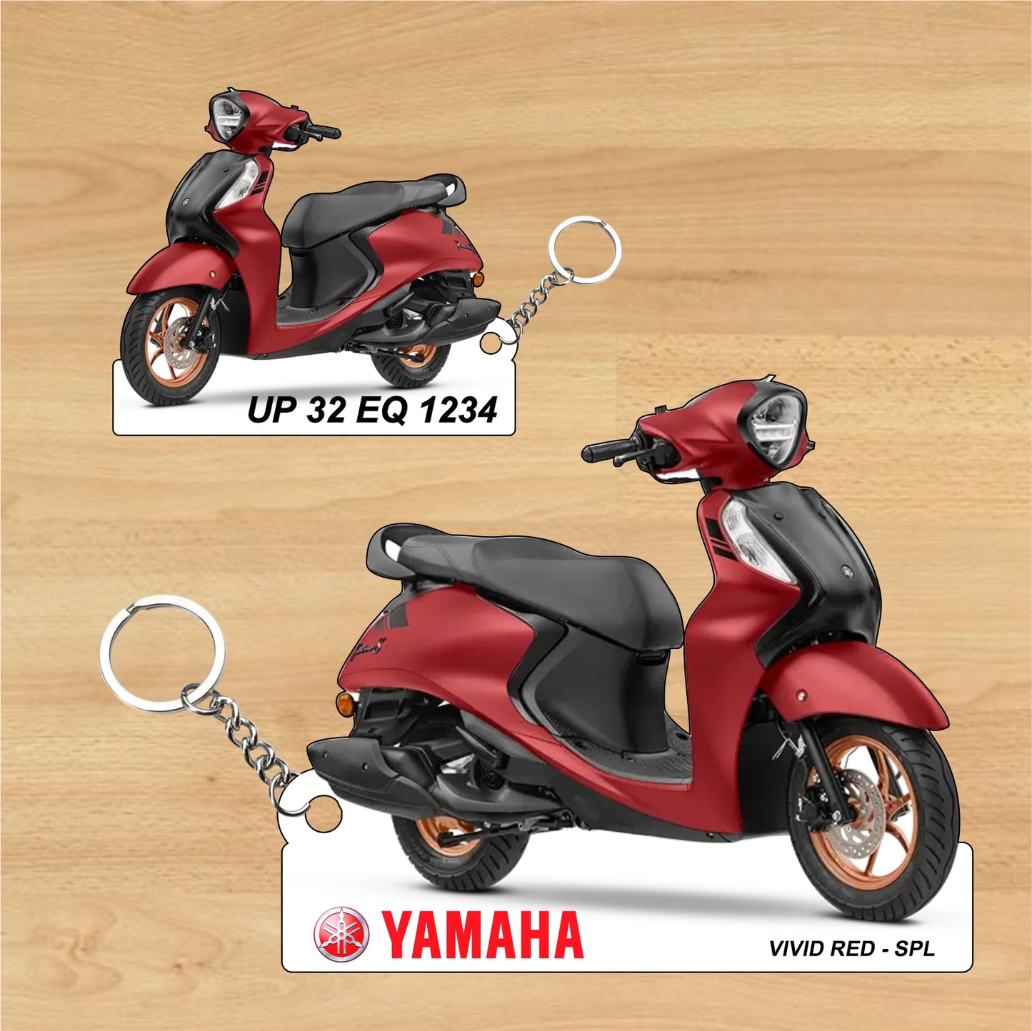 Fascino 125 Fi Hybrid - Personalized Yamaha Two-Sided Sublimation Keychain