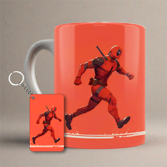 Deadpool Minimalistic Limited Edition Printed Ceramic Mug + Keychain Combo