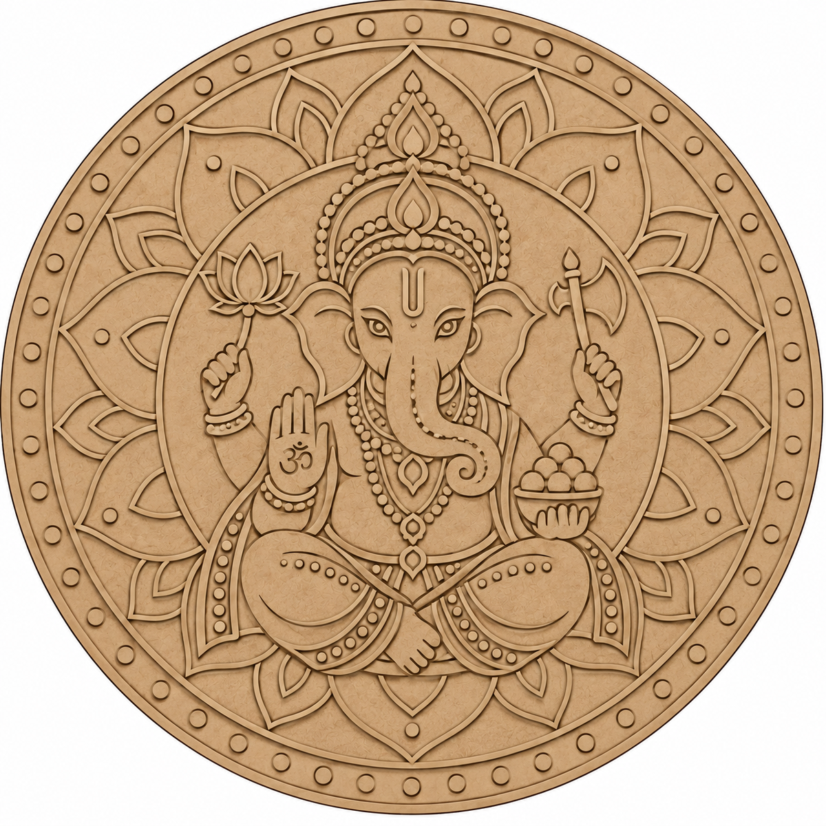 Ganesha Mandala Engraved MDF Wall Art - DIY - Pre-Marked MDF