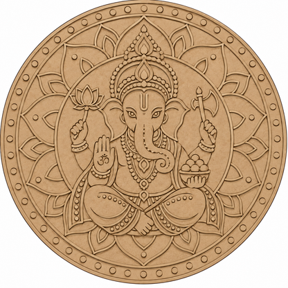 Ganesha Mandala Engraved MDF Wall Art - DIY - Pre-Marked MDF