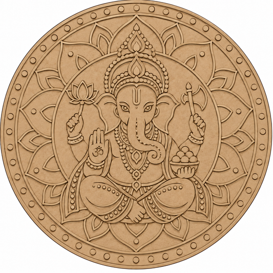 Ganesha Mandala Engraved MDF Wall Art - DIY - Pre-Marked MDF