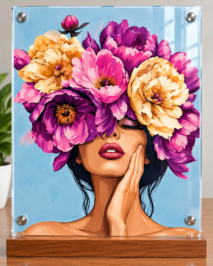 Floral Woman Portrait Acrylic Wall Art