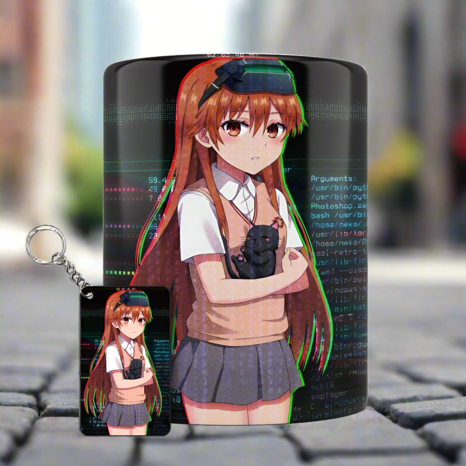 Mikoto Misaka as Programmer Mug + Keychain Set - Anime Collection