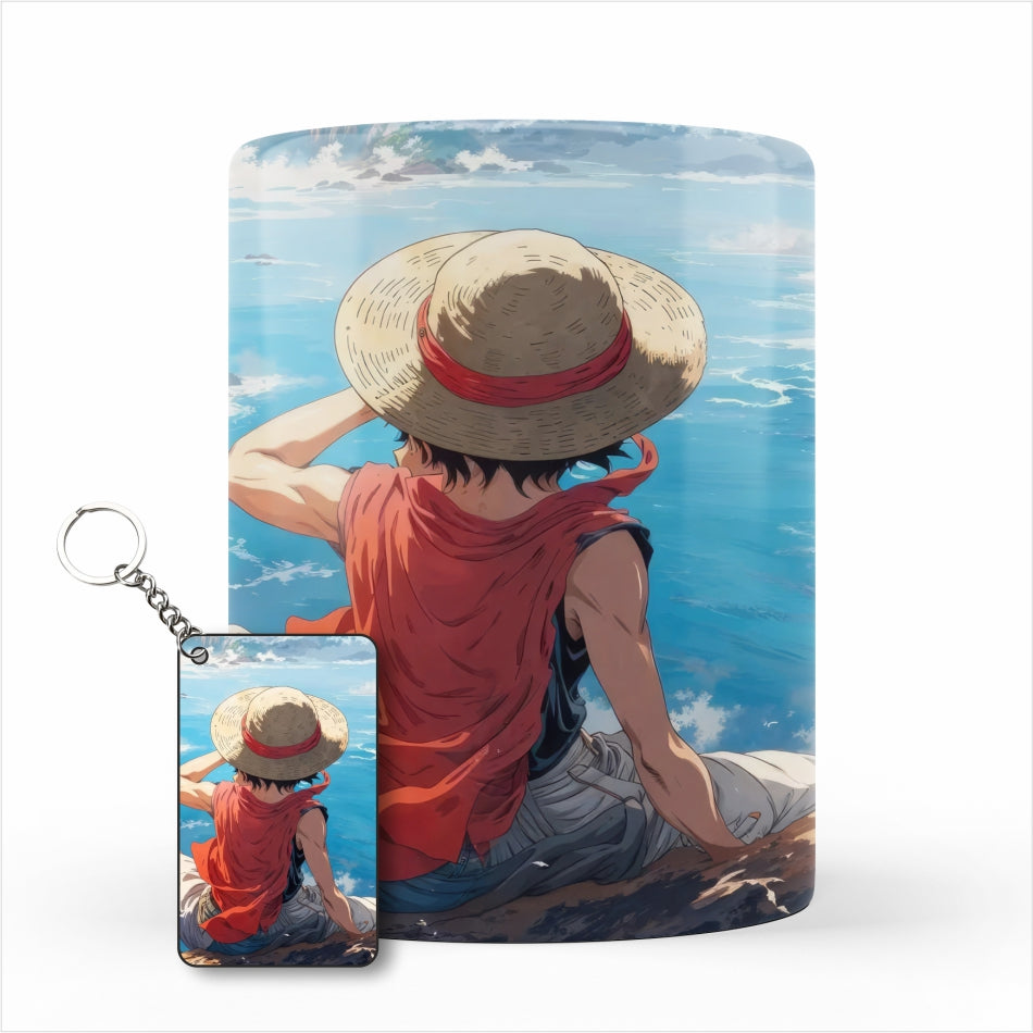 Monkey Dluffy One Piece Mug + Keychain Set - Anime Collection