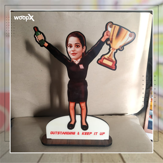 Customized Caricature of Outstanding Performance Trophy: Personalized Recognition Award