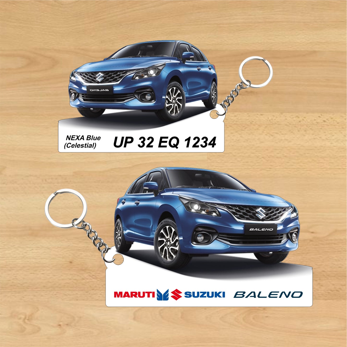 Baleno - Personalized  Maruti Suzuki Two-Sided Sublimation Keychain