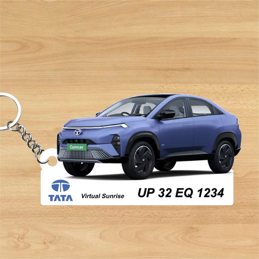 Curvv.ev - Personalized Tata (Electric) Keychain - Wood, Acrylic, Metal Printed