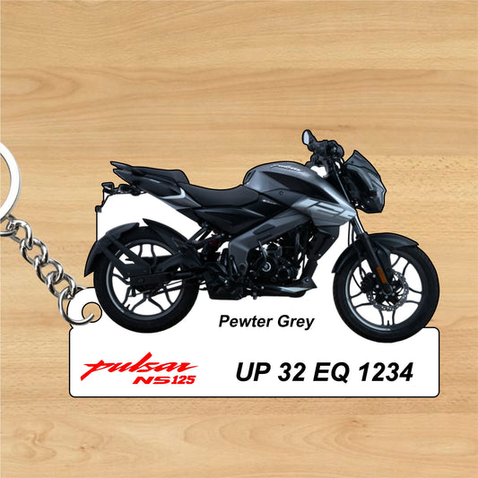 Pulsar NS 125 - Personalized Bajaj Keychain - Wood, Acrylic, Metal Printed