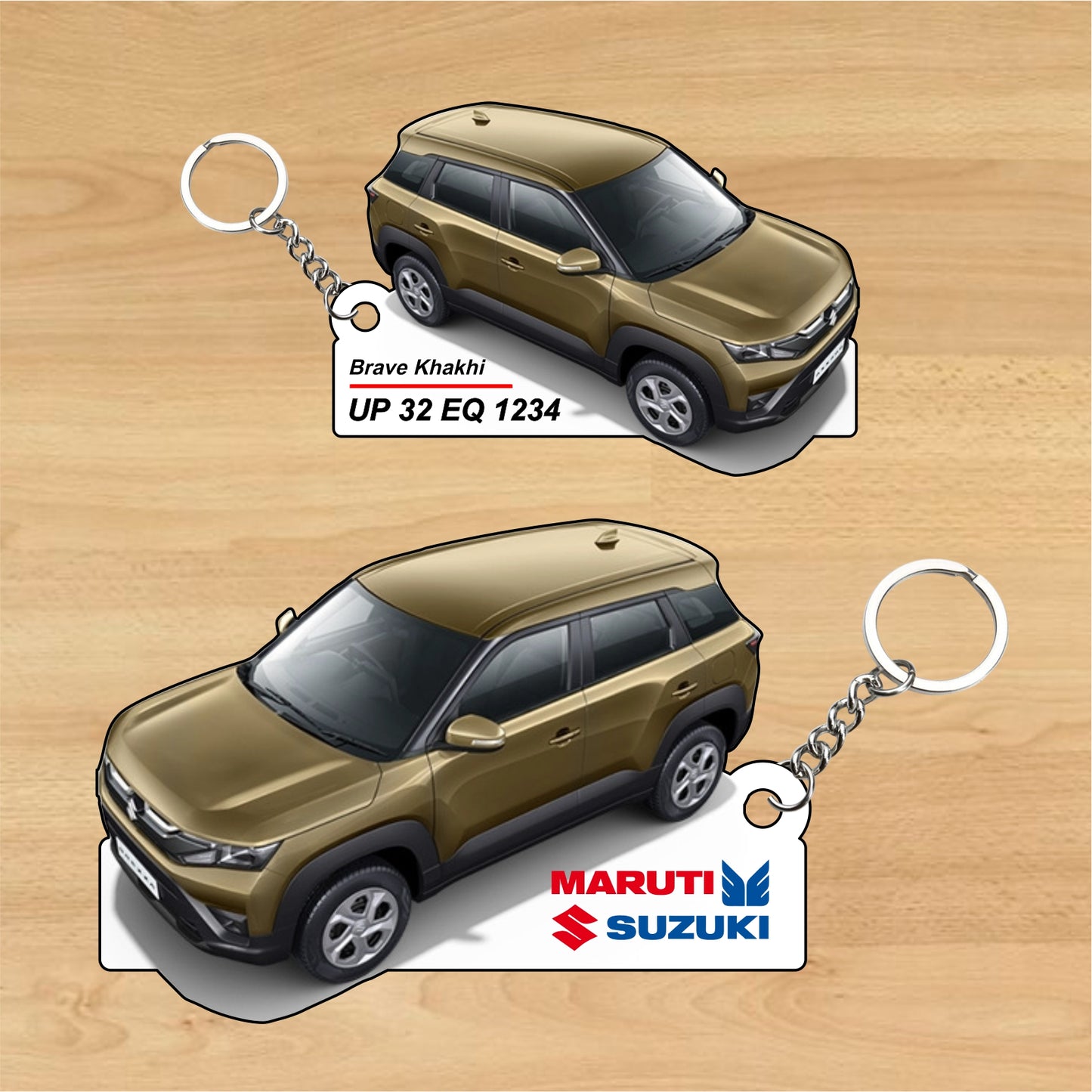 Brezza - Personalized  Maruti Suzuki Two-Sided Sublimation Keychain