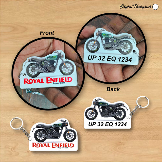 Hunter 350 - Personalized Royal Enfield Keychain - Wood, Acrylic, Metal Printed
