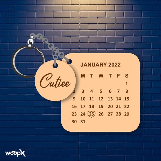 Personalized Pine MDF Calendar Keyring with your date Success