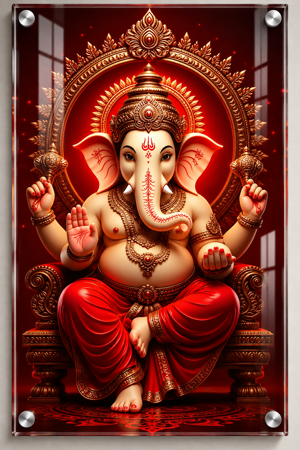 Lord Ganesha Red & Gold Wall Art