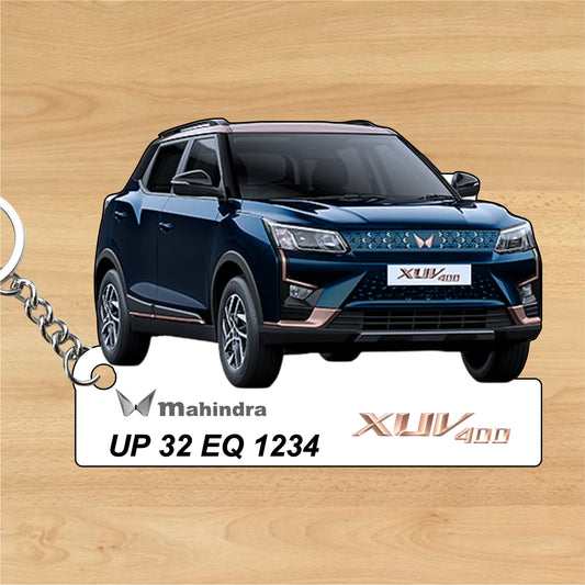 XUV 400 - Personalized Mahindra Car Keychain - Wood, Acrylic, Metal Printed