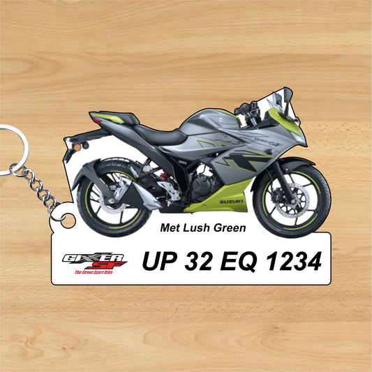 Gixxer SF - Personalized Suzuki Keychain - Wood, Acrylic, Metal Printed