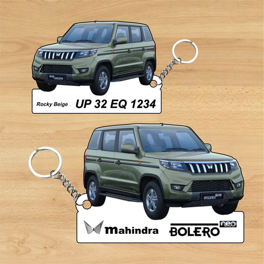 BOLERO NEO - Personalized Mahindra Car Keychain - Wood, Acrylic, Metal Printed