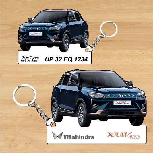 XUV 400 - Personalized Mahindra Car Keychain - Wood, Acrylic, Metal Printed