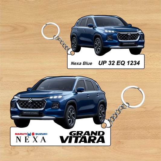 Grand Vitara - Personalized  Maruti Suzuki Nexa Keychain - Wood, Acrylic, Metal Printed