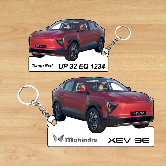 XEV 9e - Personalized Mahindra Car Keychain - Wood, Acrylic, Metal Printed