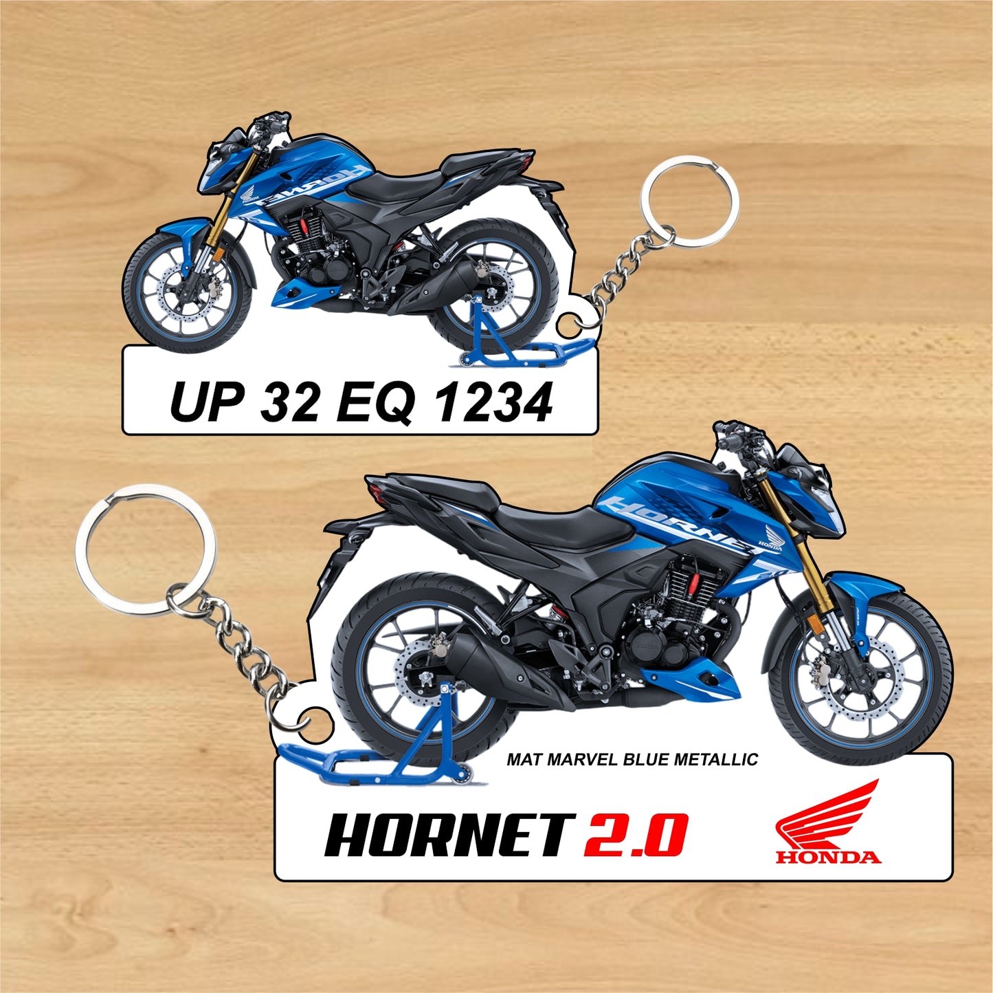 Hornet 2.0 - Personalized Honda Keychain - Wood, Acrylic, Metal Printed
