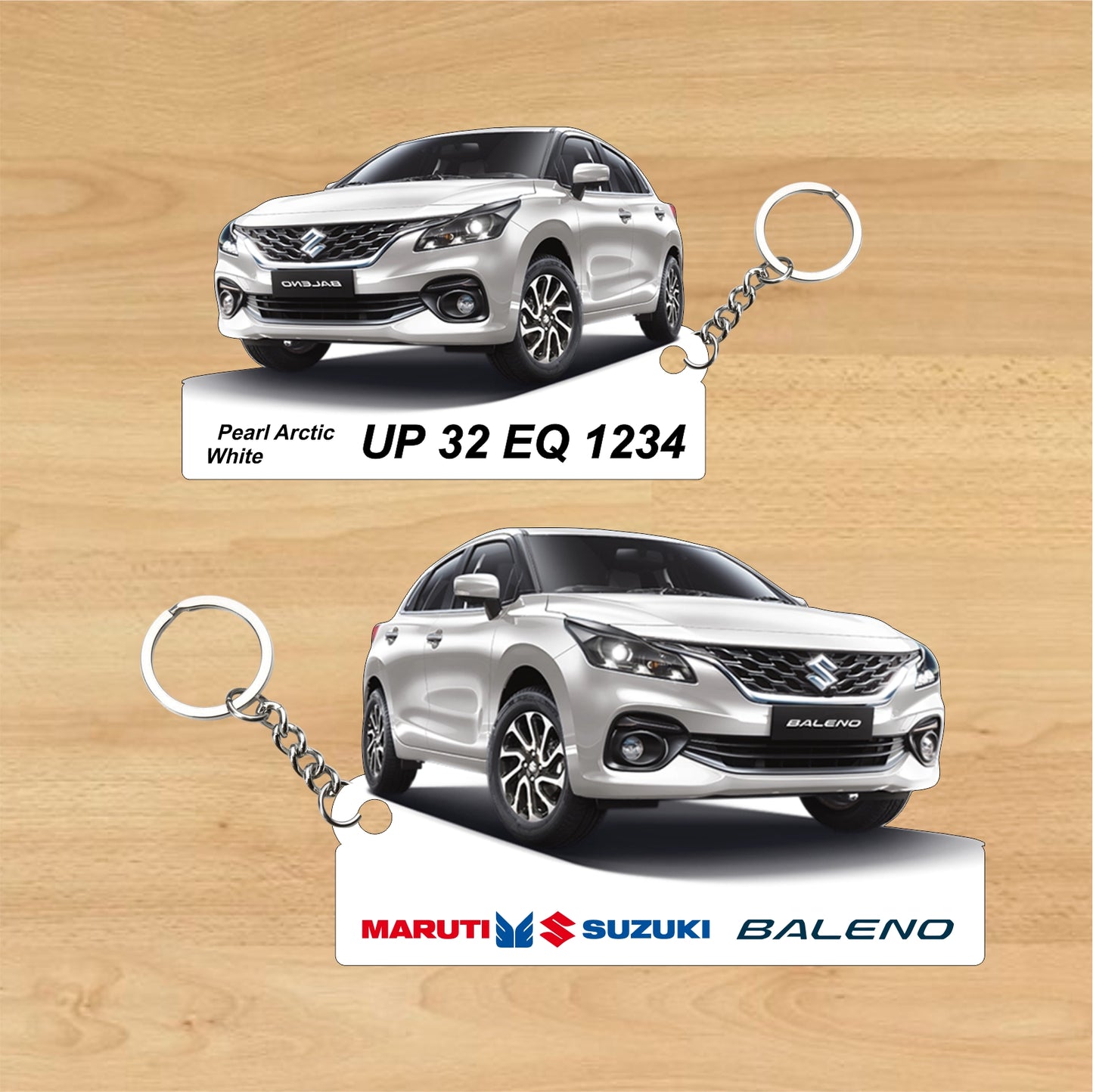 Baleno - Personalized  Maruti Suzuki Two-Sided Sublimation Keychain