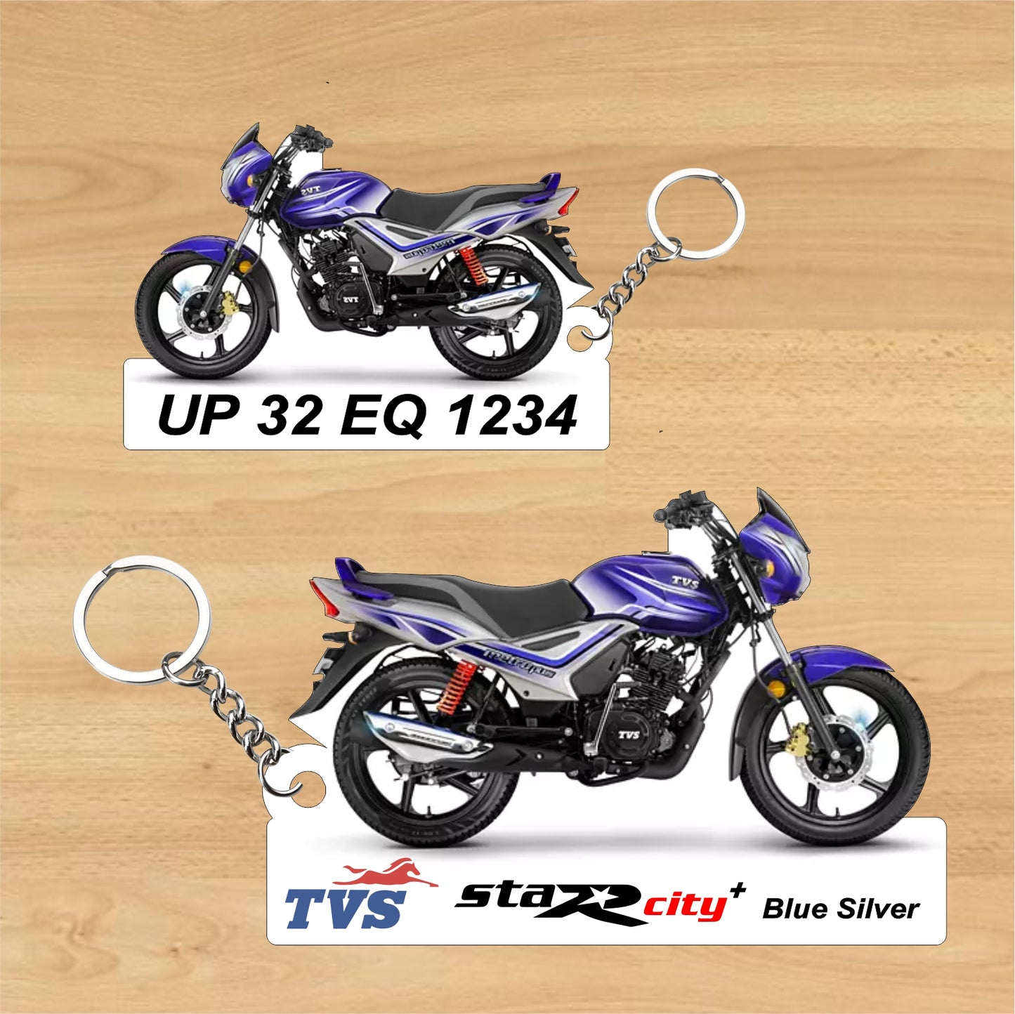 TVS Star City Plus - Personalized  Two-Sided Sublimation Keychain