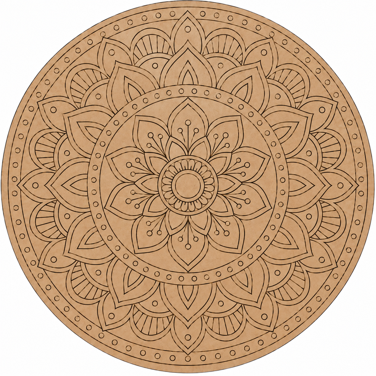 Rangoli Lotus Mandala Engraved MDF Wall Art - DIY - Pre-Marked MDF