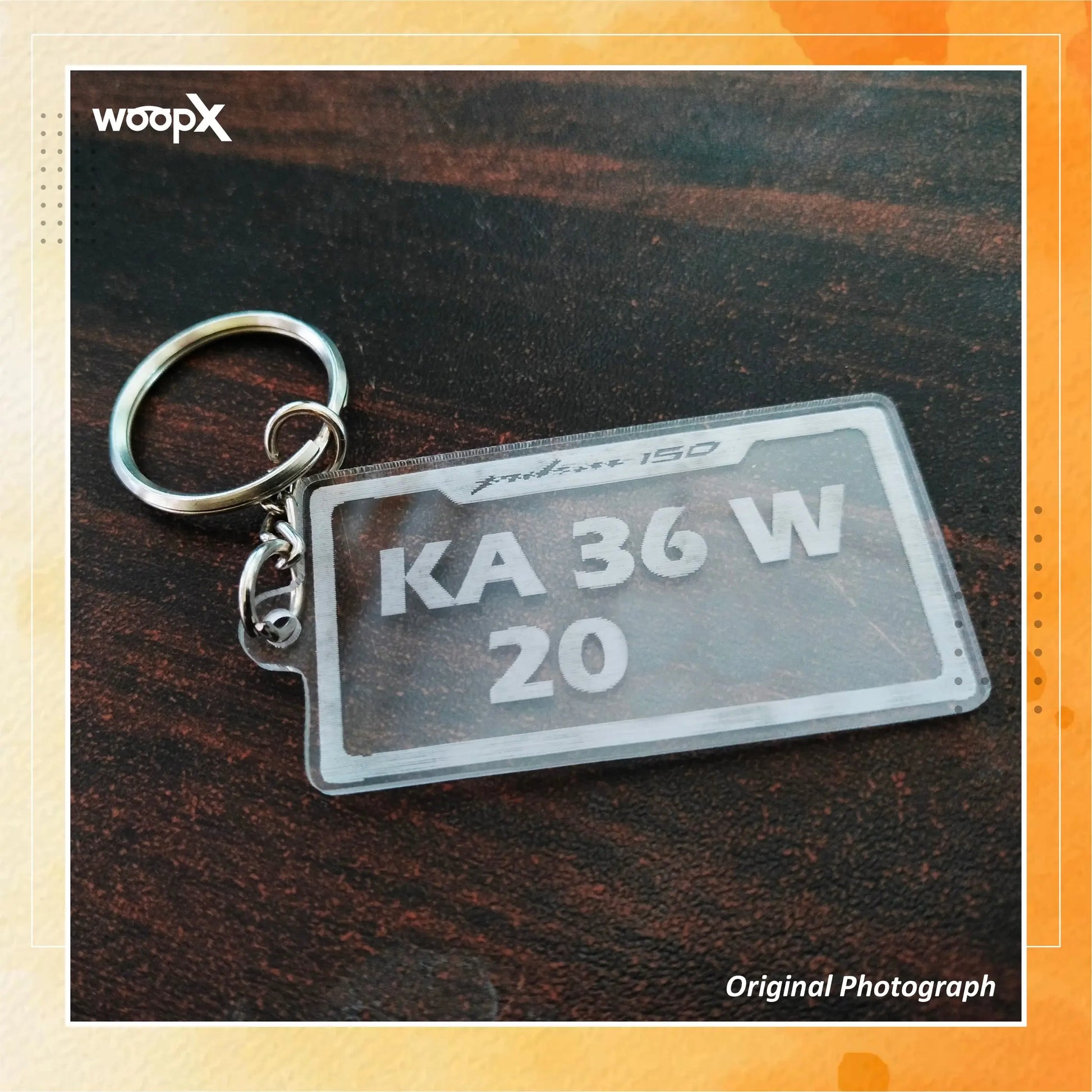 Customized Engraved Transparent Acrylic Car or Bike Keychain