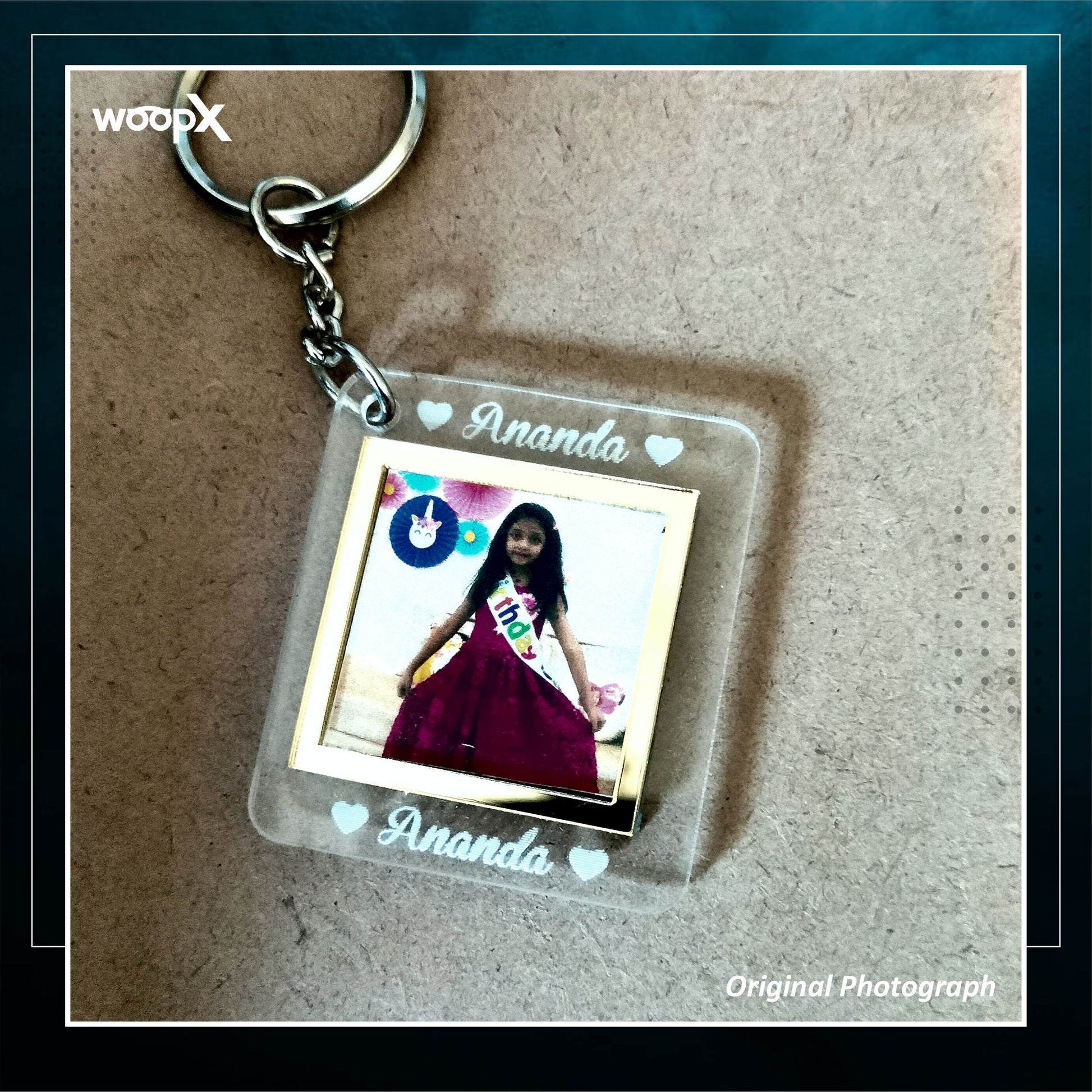 Customized Engraved Transparent Acrylic Keychain - Personalized Keepsake with Photo & Bike Number