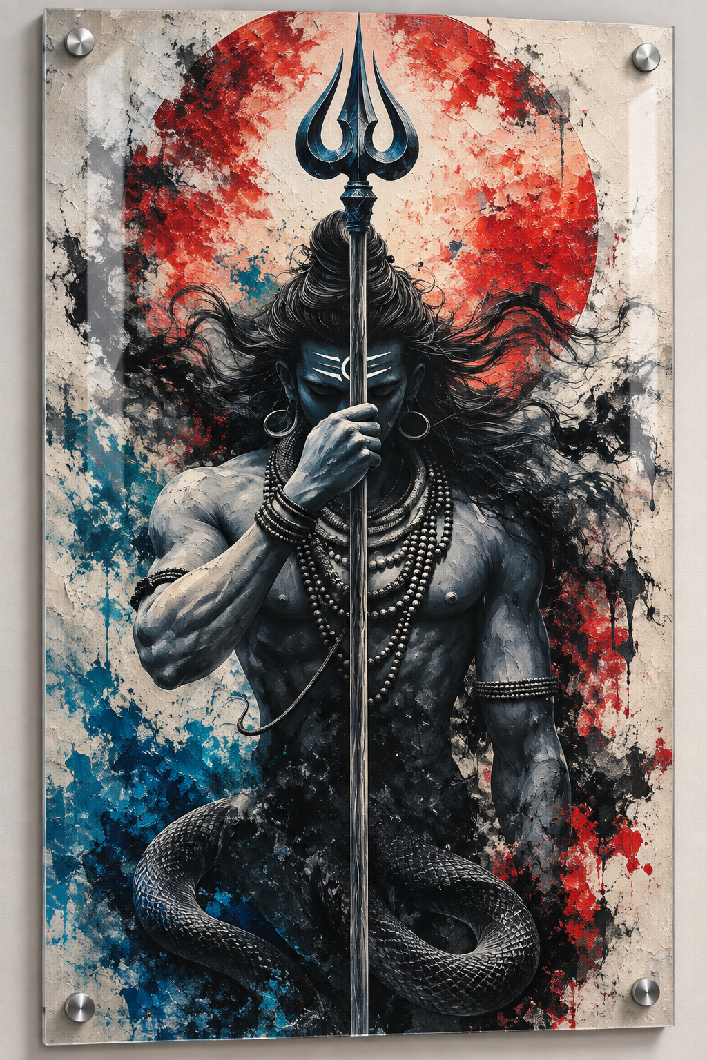 Lord Shiva Trishul Abstract Acrylic Wall Art