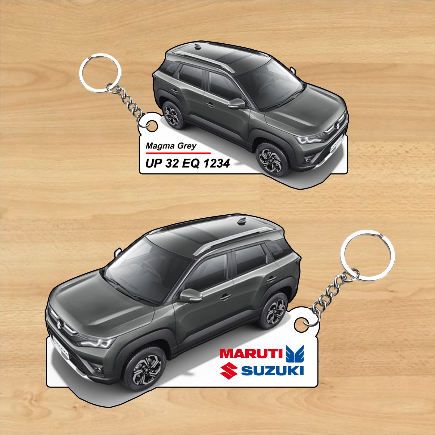 Brezza - Personalized  Maruti Suzuki Two-Sided Sublimation Keychain