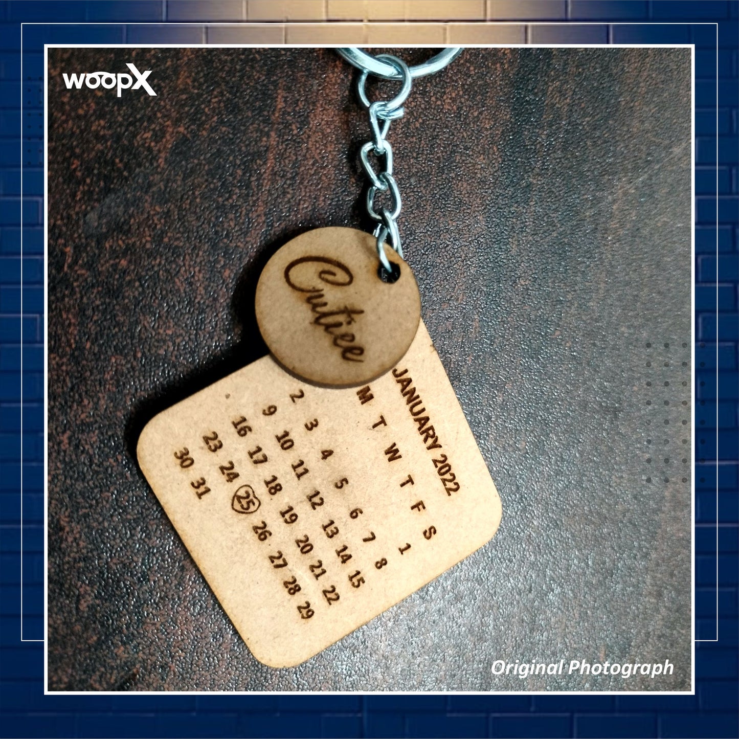 Personalized Pine MDF Calendar Keyring with your date Success