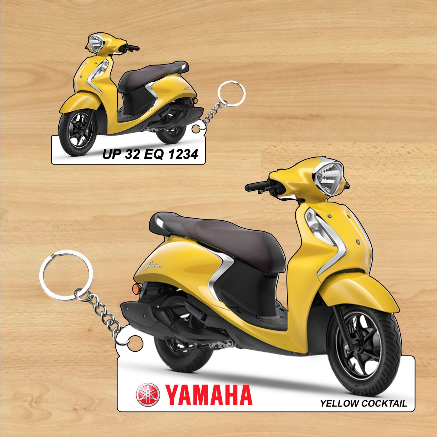 Fascino 125 Fi Hybrid - Personalized Yamaha Two-Sided Sublimation Keychain