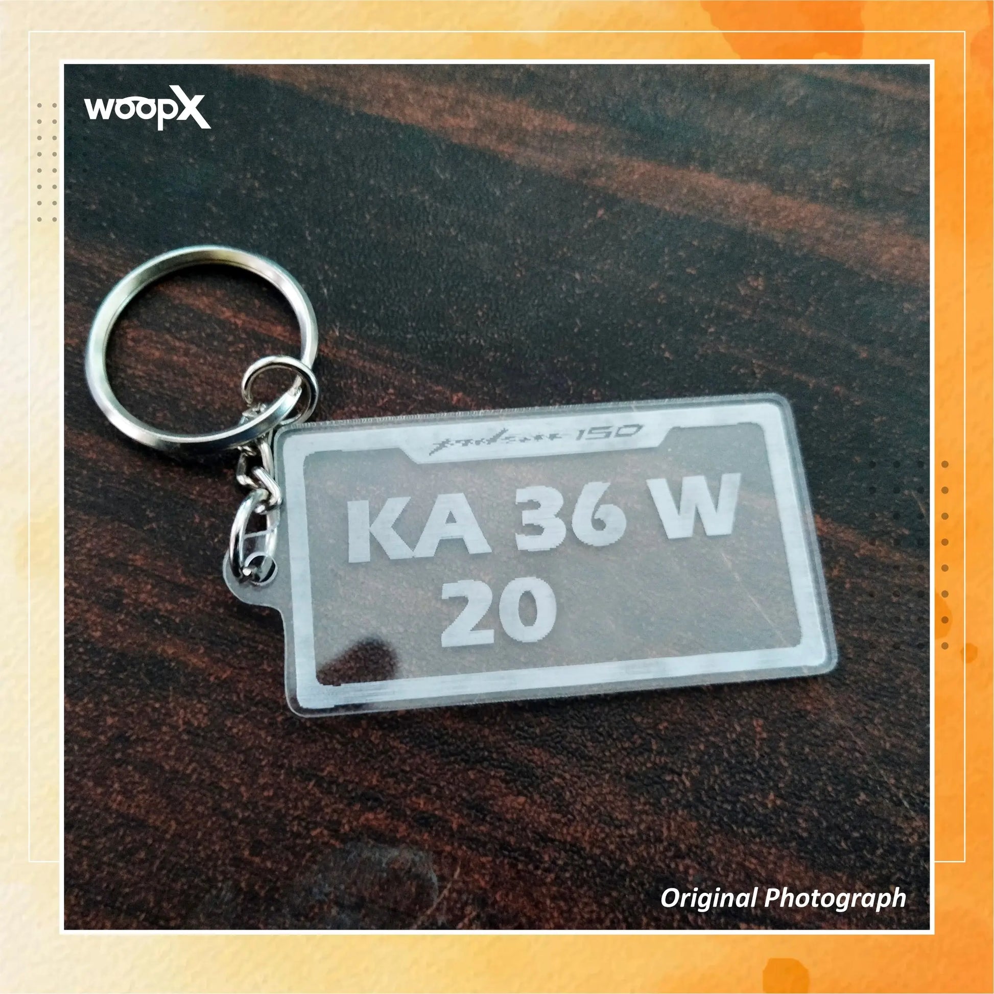 Customized Engraved Transparent Acrylic Car or Bike Keychain