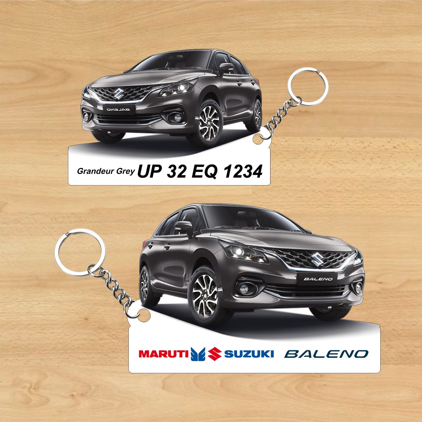 Baleno - Personalized  Maruti Suzuki Two-Sided Sublimation Keychain