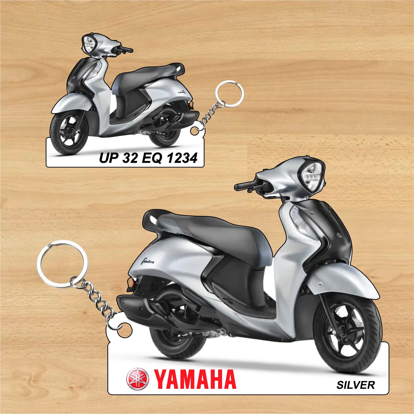 Fascino 125 Fi Hybrid - Personalized Yamaha Two-Sided Sublimation Keychain