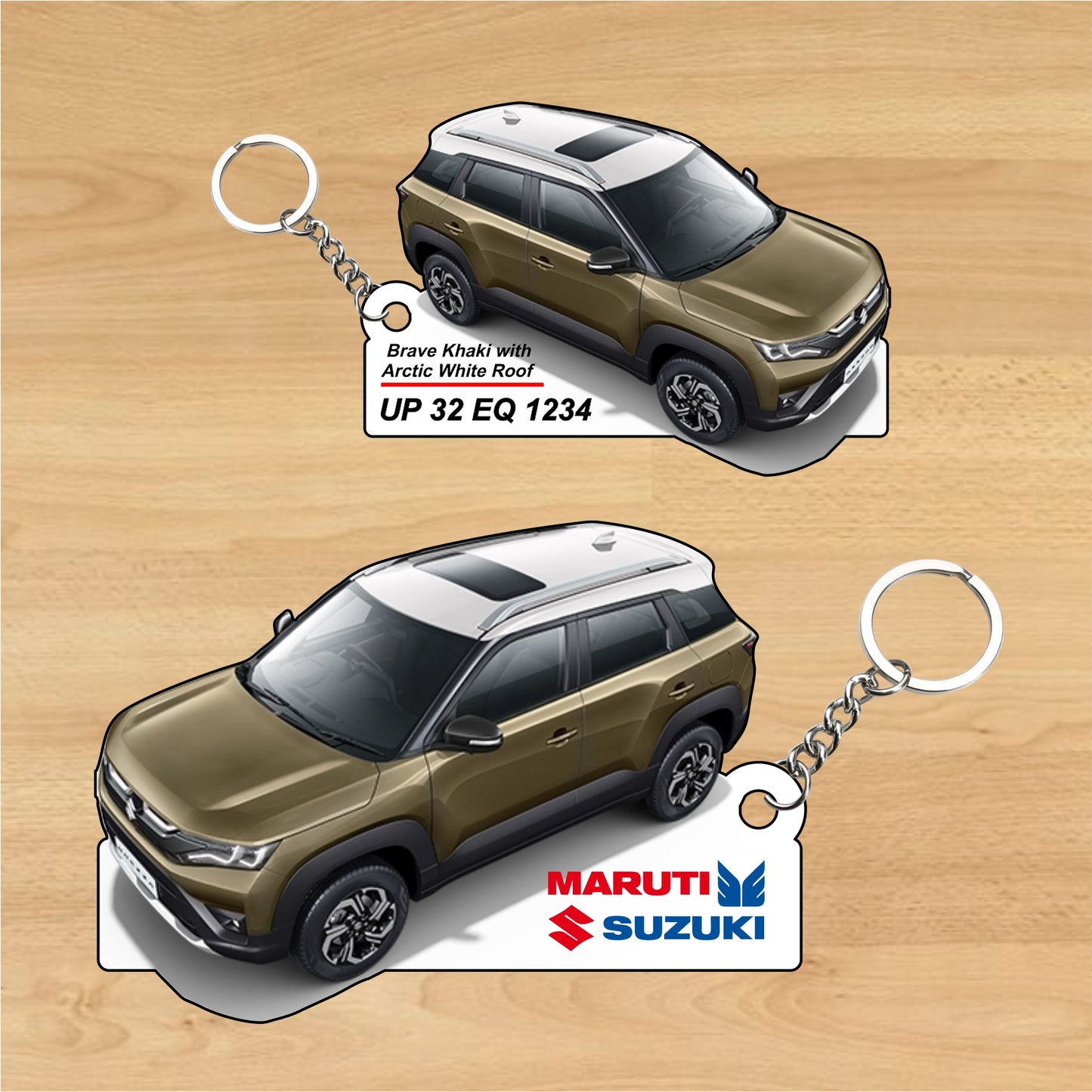 Brezza - Personalized  Maruti Suzuki Two-Sided Sublimation Keychain