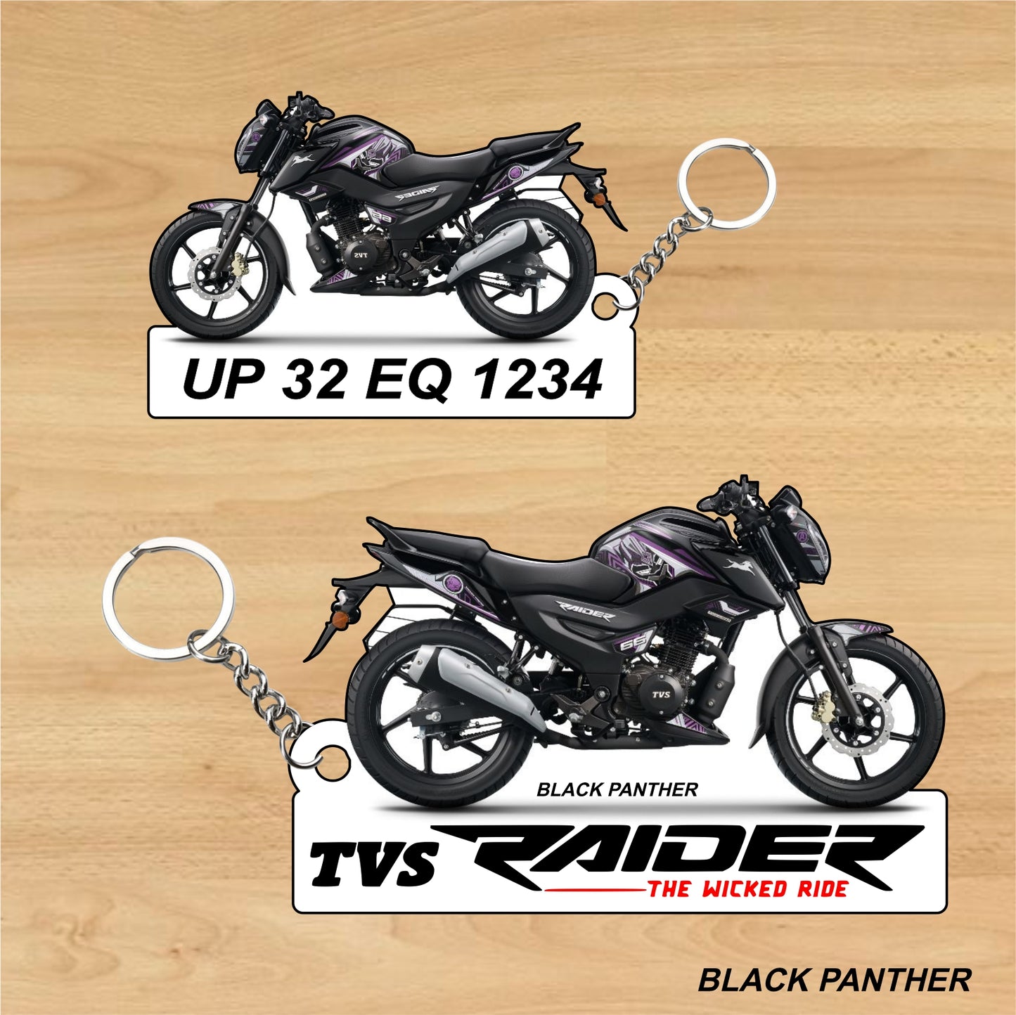 TVS Raider 125 CC - Personalized  Two-Sided Sublimation Keychain