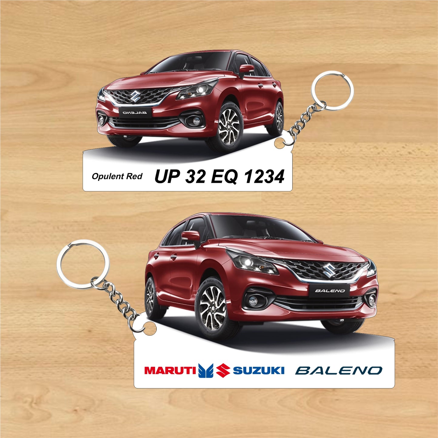 Baleno - Personalized  Maruti Suzuki Two-Sided Sublimation Keychain