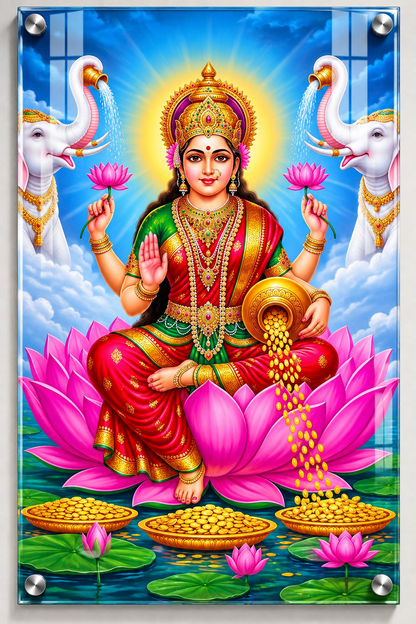 Goddess Lakshmi Lotus Acrylic Wall Art