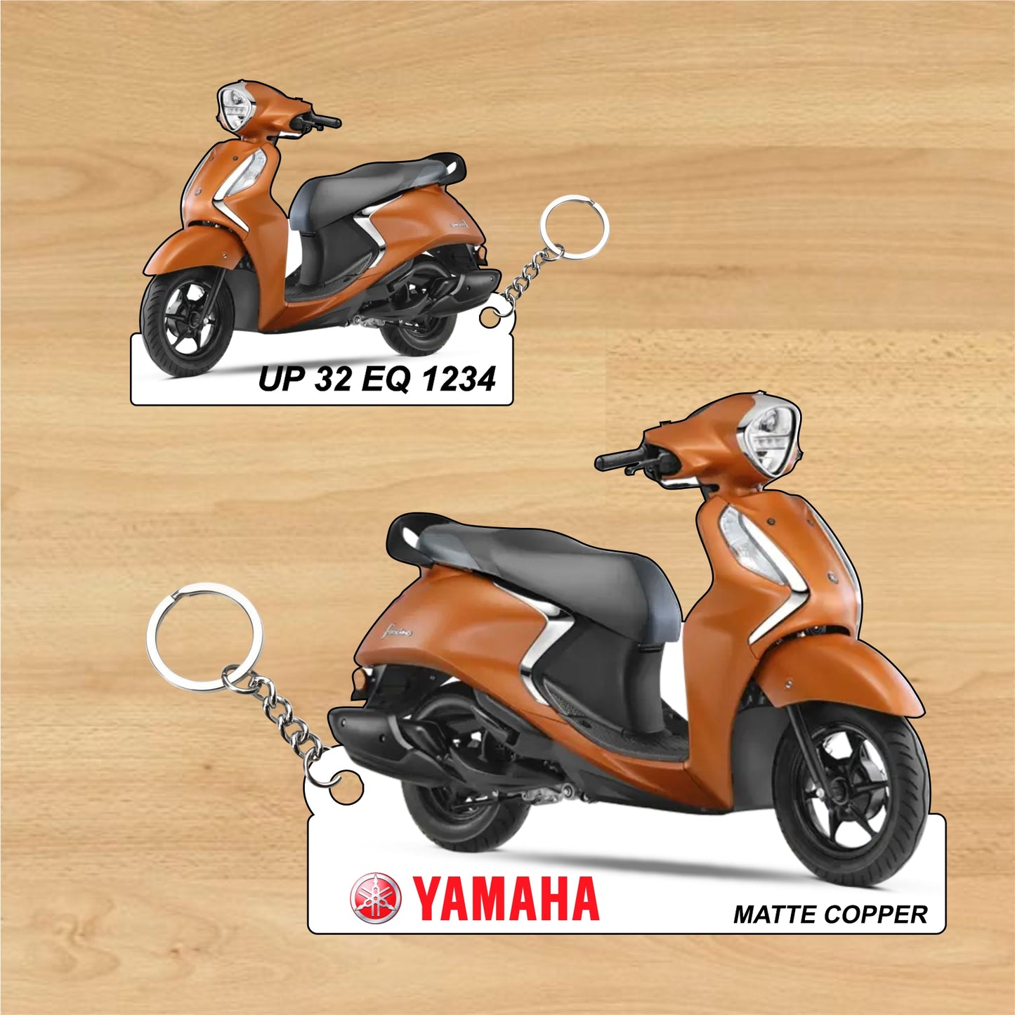 Fascino 125 Fi Hybrid - Personalized Yamaha Two-Sided Sublimation Keychain