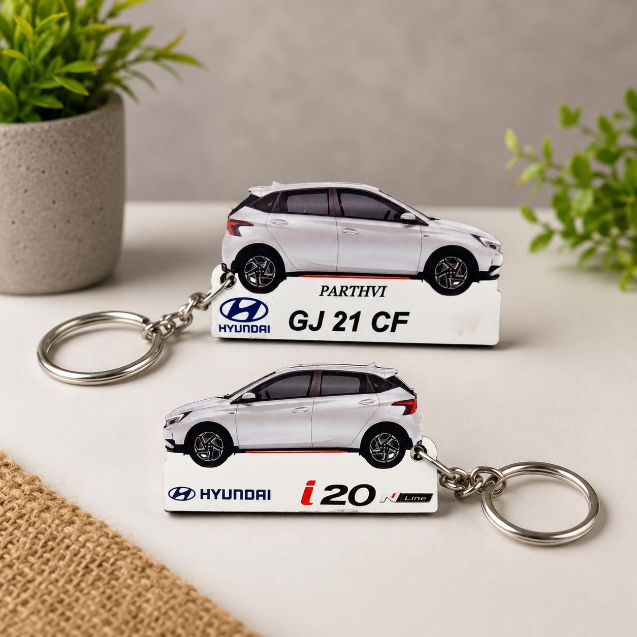 i20 N Line - Personalized Hyundai Car Keychain - Wood, Acrylic, Metal Printed